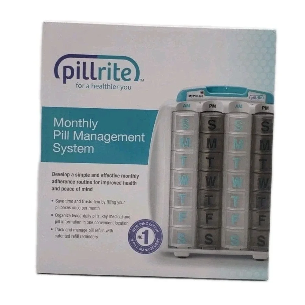 Pillrite Pillbox Monthly Pill Management System 28 Day Medicine Organizer USA